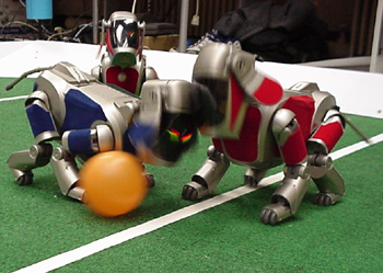 Action shot of Sony Legged Robot League